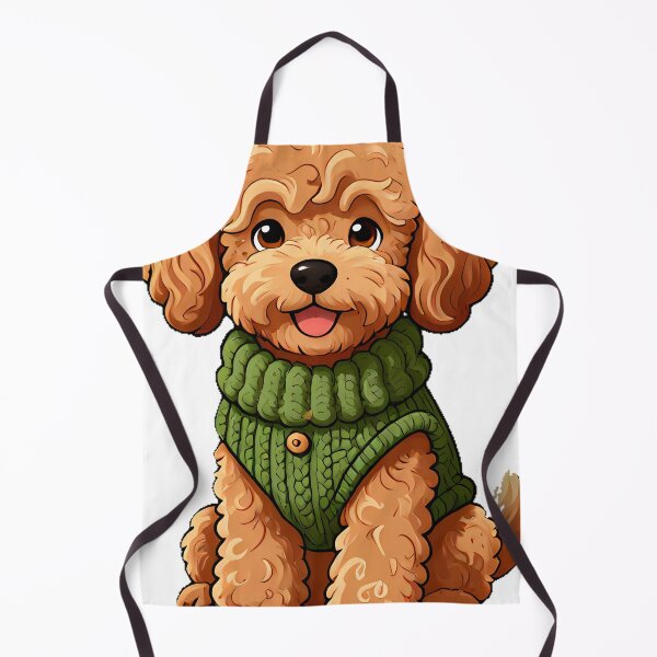 Item preview, Cute Labradoodle Puppy in Forest Moss Green Chunky Sweater designed and sold by pumsquare.