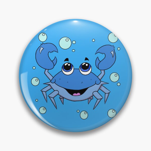 Item preview, Cute Kawaii Blue Crab with Big Eyes - Happy Ocean Cozy Critter Cartoon designed and sold by CozyCritters8.