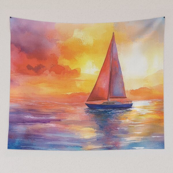 Item preview, Sailboat On The Lake Surrounded By Colorful Sunset designed and sold by DEC02.