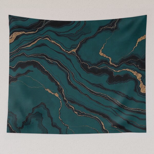 Item preview, Dark Teal Gold Vein Marble designed and sold by IntelliMindDesigns.