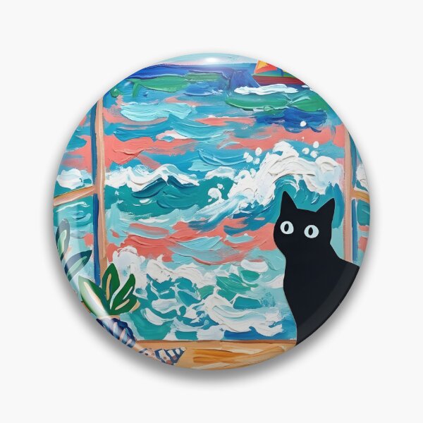 Item preview, Ocean View Window & Black Cat Silhouette Matisse Style Art Print designed and sold by DuckOddity.