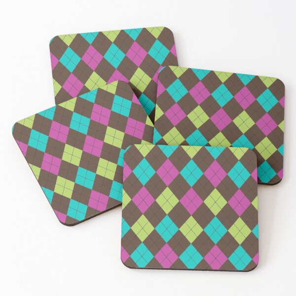 Item preview, Y2K Preppy Argyle Pattern | Colorful Pink, Teal, Lime & Brown Argyle Aesthetic designed and sold by BrontesWhimsyStore.