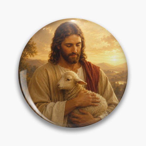 Item preview, Jesus Holding Lost Lamb Golden Hour Christian Painting designed and sold by Artemis & Woven Collective.