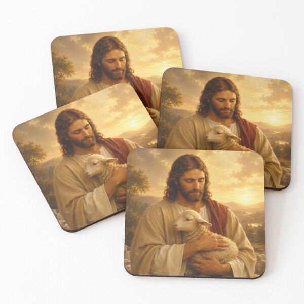 Item preview, Jesus Holding Lost Lamb Golden Hour Christian Painting designed and sold by Artemis & Woven Collective.