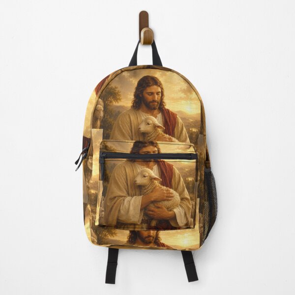 Item preview, Jesus Holding Lost Lamb Golden Hour Christian Painting designed and sold by Artemis & Woven Collective.
