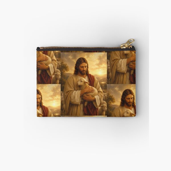 Item preview, Jesus Holding Lost Lamb Golden Hour Christian Painting designed and sold by Artemis & Woven Collective.