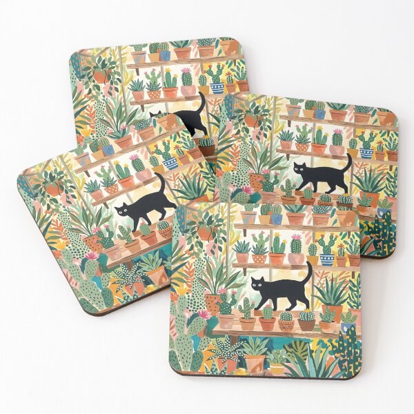 Item preview, Succulent Shelf & Black Cat Silhouette Matisse Style Print designed and sold by DuckOddity.