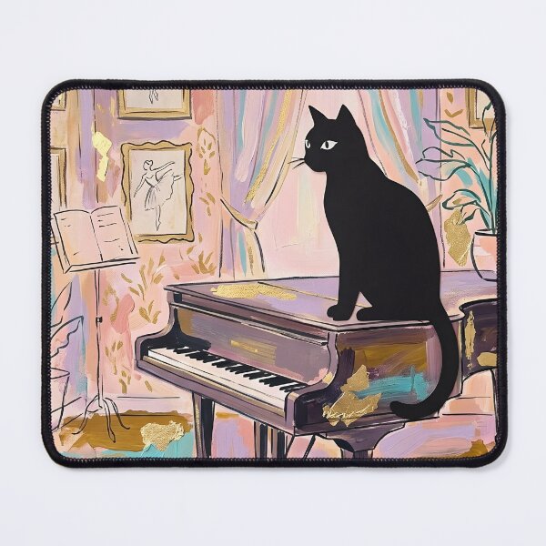 Item preview, Grand Piano & Black Cat Silhouette Matisse Style Art Print designed and sold by DuckOddity.