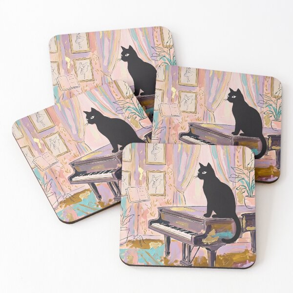 Item preview, Grand Piano & Black Cat Silhouette Matisse Style Art Print designed and sold by DuckOddity.