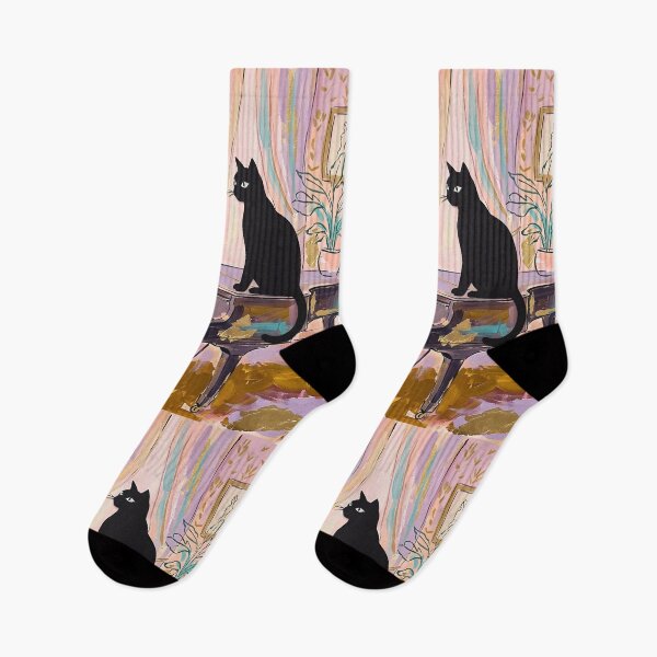 Item preview, Grand Piano & Black Cat Silhouette Matisse Style Art Print designed and sold by DuckOddity.