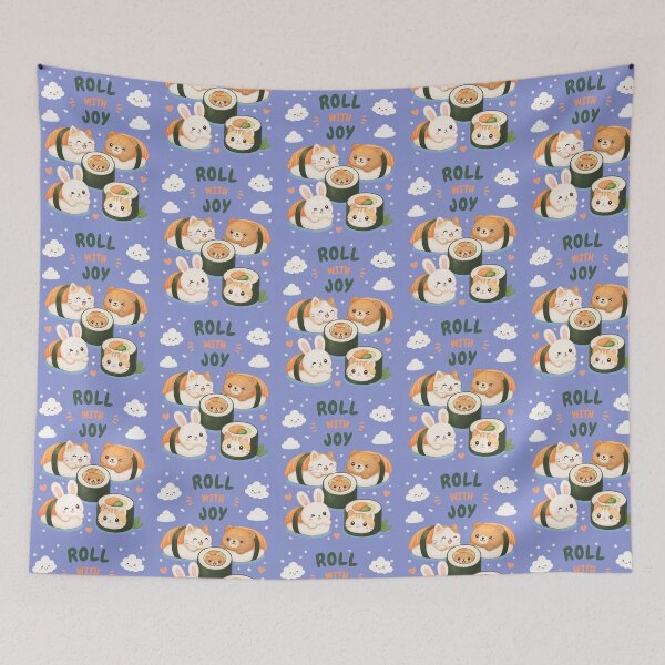 Item preview, Cute Kawaii Sushi Family Seamless Pattern designed and sold by NuviBees.
