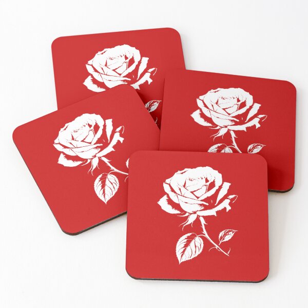 Item preview, Rose White on Black Vintage Urban Cool Design 2  on Red Shapes Mania designed and sold by Shapes-Mania.