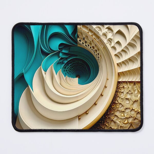 Item preview, Teal and Gold Caviar Bead Geometric Spiral designed and sold by Vicky Brago-Mitchell®.