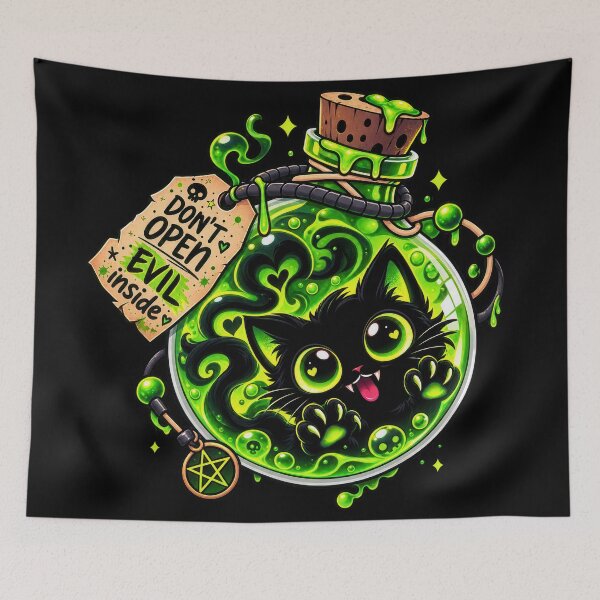 Item preview, Bottled Kittie Menace - Evil cute Black Cat - Aesthetic Design designed and sold by Just4Sinners.