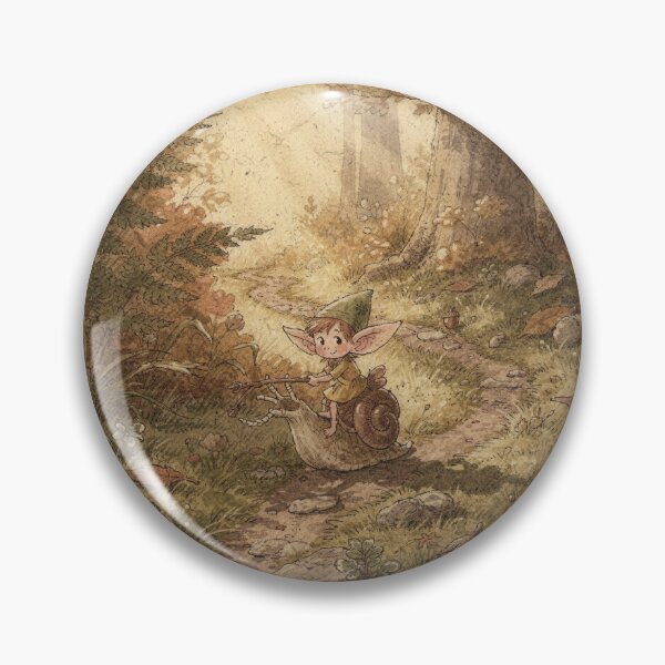 Item preview, Snail-Riding Forest Pixie On The Woodland Path designed and sold by PictorialWhimsy.