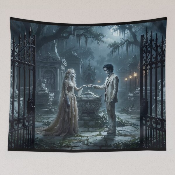 Item preview, Eternal Embrace in the Moonlight: A Gothic Cemetery Love Story designed and sold by AfresStudio.