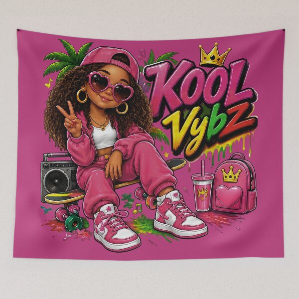 Item preview, Kool Vybz Graffiti Skater Girl Pink Streetwear Art designed and sold by digitalbob60.