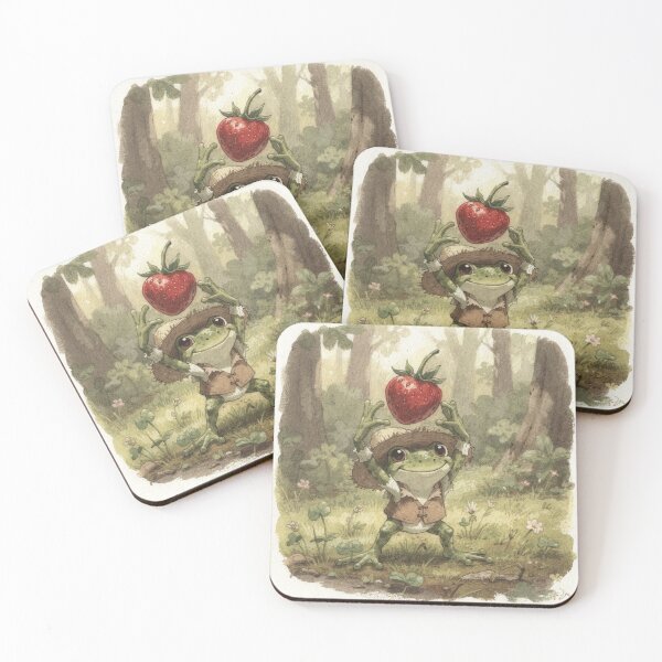 Item preview, One Perfect Strawberry (Proud Cottagecore Frog Gardener) designed and sold by PictorialWhimsy.
