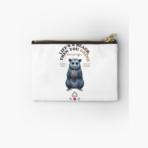 Item preview, Cool Opossum with Iced Coffee - Quirky Trash Animal - Hand-Drawn Illustration designed and sold by Whimsy Trail Co.