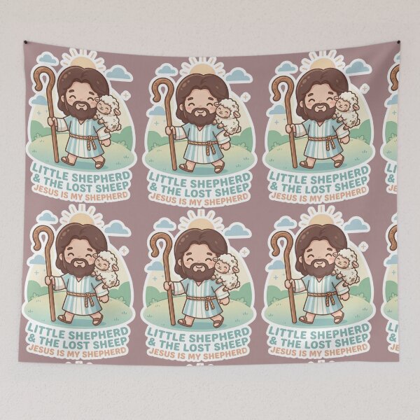 Item preview, Little Shepherd And The Lost Sheep Cute Jesus Sticker designed and sold by Artemis & Woven Collective.