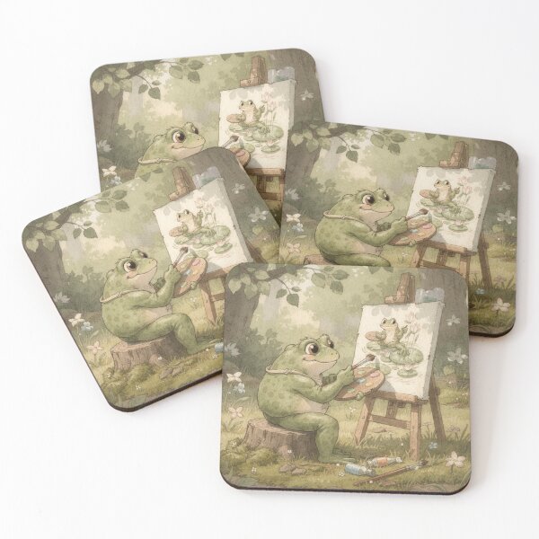Item preview, Working On My Masterpiece (Cottagecore Frog Painter) designed and sold by PictorialWhimsy.