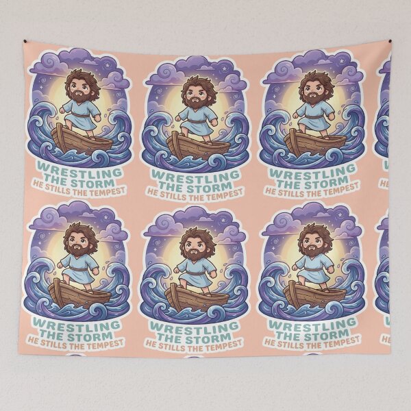 Item preview, Wrestling The Storm He Stills The Tempest Cute Jesus designed and sold by Artemis & Woven Collective.