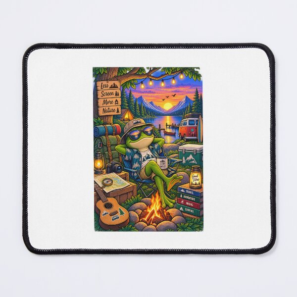 Item preview, Vintage Frog Camping Mountain Lake Adventure Illustration designed and sold by lovepower.