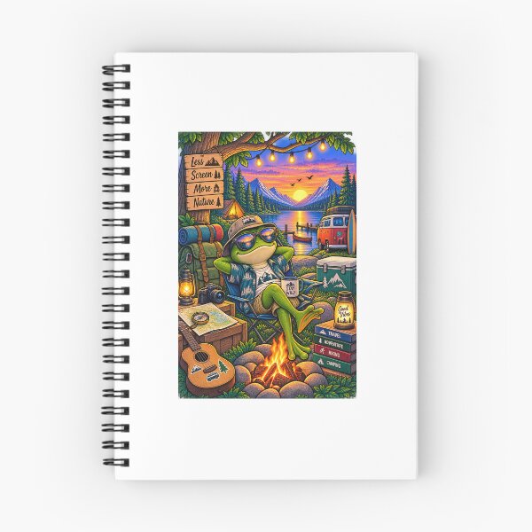 Item preview, Vintage Frog Camping Mountain Lake Adventure Illustration designed and sold by lovepower.