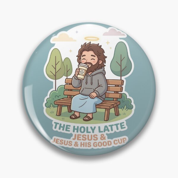 Item preview, The Holy Latte Jesus And His Good Cup Coffee Sticker designed and sold by Artemis & Woven Collective.
