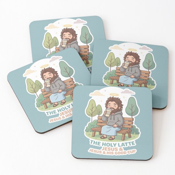 Item preview, The Holy Latte Jesus And His Good Cup Coffee Sticker designed and sold by Artemis & Woven Collective.