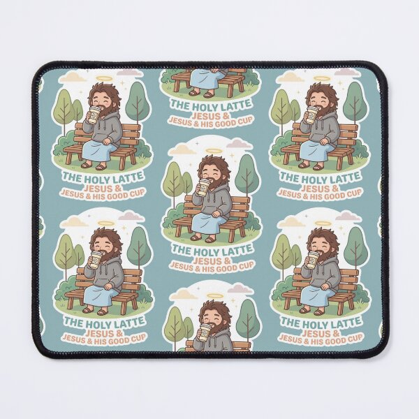 Item preview, The Holy Latte Jesus And His Good Cup Coffee Sticker designed and sold by Artemis & Woven Collective.