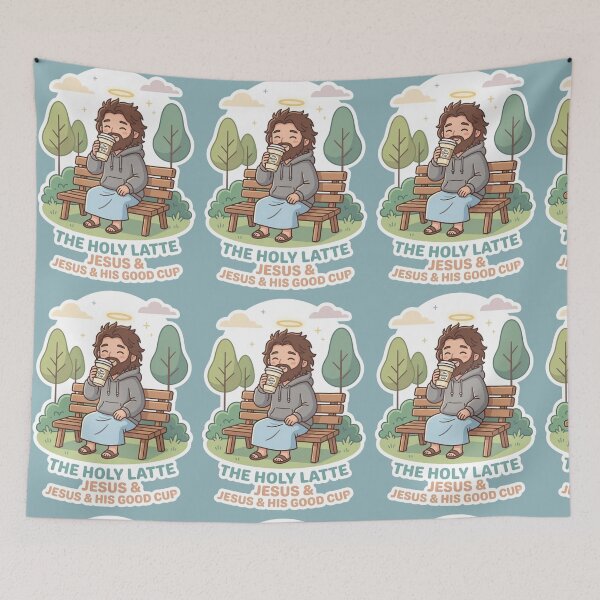 Item preview, The Holy Latte Jesus And His Good Cup Coffee Sticker designed and sold by Artemis & Woven Collective.