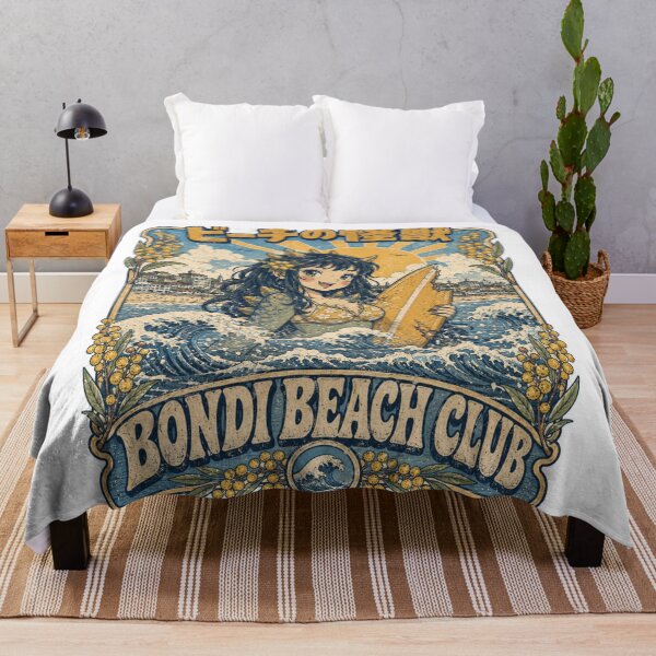 Item preview, Bondi Beach Club Beach Kaiju Monster Girl Cute Surf Girl designed and sold by Yellowriversss.
