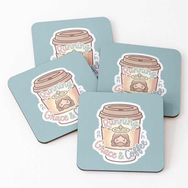 Item preview, Running On Grace And Coffee Cute Takeout Cup Sticker designed and sold by Artemis & Woven Collective.