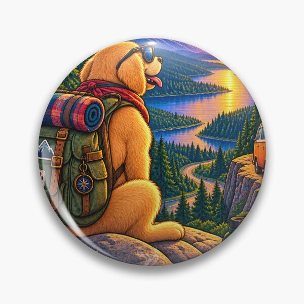 Item preview, Vintage Hiking Dog Mountain Adventure Illustration designed and sold by lovepower.