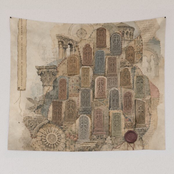 Item preview, Zvartnots and Etchmiadzin Khachkar Collage designed and sold by Qenlo.
