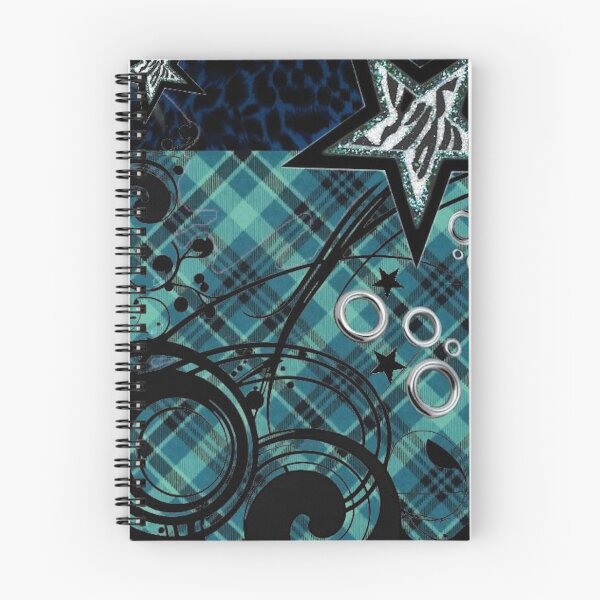 Item preview, Teal McBling Stars & Plaid Collage | Cyber Frutiger & Scene Kid Aesthetic designed and sold by BrontesWhimsyStore.