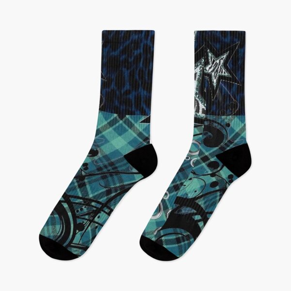 Item preview, Teal McBling Stars & Plaid Collage | Cyber Frutiger & Scene Kid Aesthetic designed and sold by BrontesWhimsyStore.