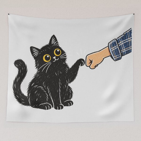 Item preview, Black Cat Fist Bump Cute Black Cat Giving Paw Fist Bump designed and sold by Yellowriversss.