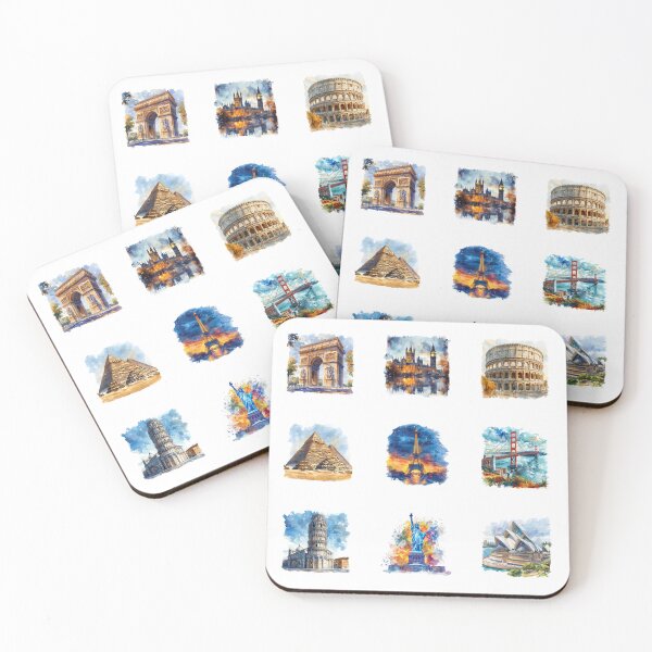 Item preview, World Famous Landmarks Watercolor Sticker Pack designed and sold by DigiDesigns702.