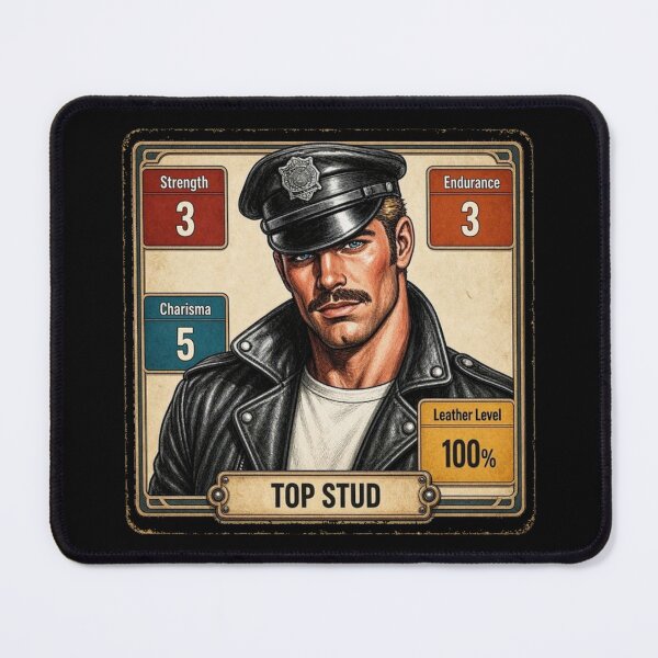 Item preview, Gay Leather Daddy Top Stud Vintage Trading Card Art Design designed and sold by ItsAKinkThing.