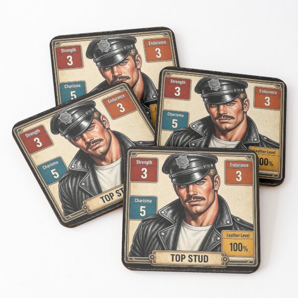 Item preview, Gay Leather Daddy Top Stud Vintage Trading Card Art Design designed and sold by ItsAKinkThing.