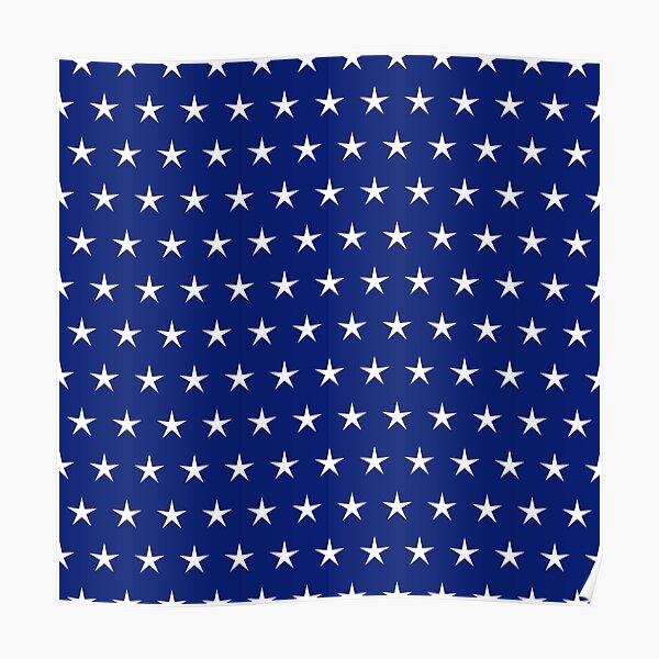 "White Stars Blue Background" Poster by Passie Redbubble