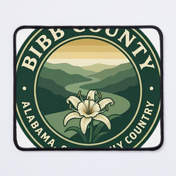 Item preview, Bibb County Cahaba Lily Country Map Badge Sticker Alabama designed and sold by DetourDgn.
