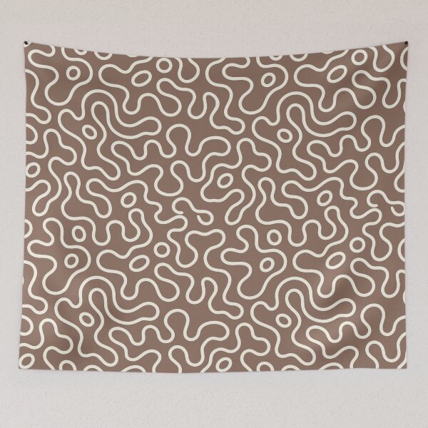 Aperçu de l'œuvre Motif abstrait de lignes ondulées brunes créée et vendue par teeperfect.