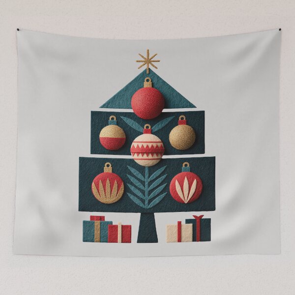 Item preview, Modern Textured Geometric Christmas Tree Art designed and sold by colorful-white.