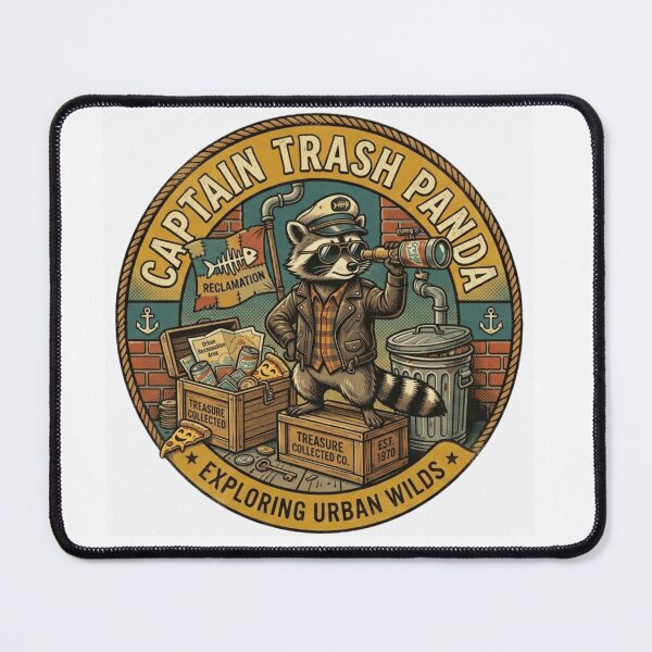 Item preview, Captain Trash Panda Retro Vintage Raccoon Badge designed and sold by lovepower.