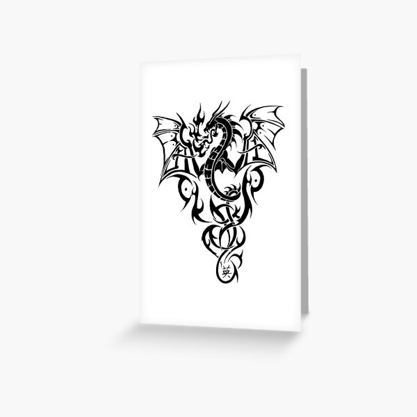 Tribal Chinese Dragon Tattoo Greeting Card for Sale by BiscuitSnack