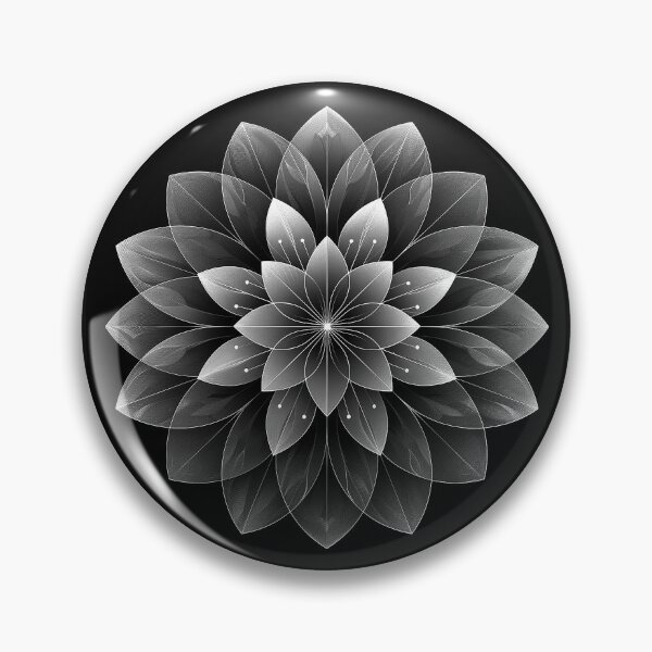 Item preview, Geometric Lotus Mandala Flower Black and White Sacred Symmetry Art designed and sold by inkoutninja.