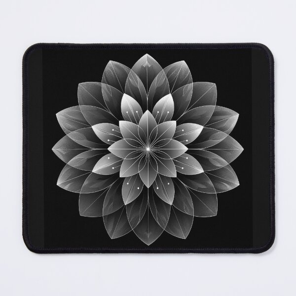 Item preview, Geometric Lotus Mandala Flower Black and White Sacred Symmetry Art designed and sold by inkoutninja.